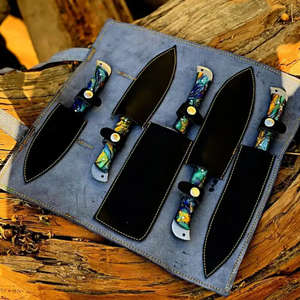 LEGACY BLADES Premium Damascus Steel Chef <b>Knife</b> <b>Set</b> 5 Piece Handmade Kitchen <b>Cooking</b> <b>Knives</b> Resin Handle OEM ODM - Product Image 3