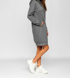 Robe à capuche décontractée pour femme, imprimée sur mesure, en molleton respirant, sans doublure, coupe oversize longue, sweat-shirt à manches longues avec fermeture éclair et poches sur le devant - Product Image 4