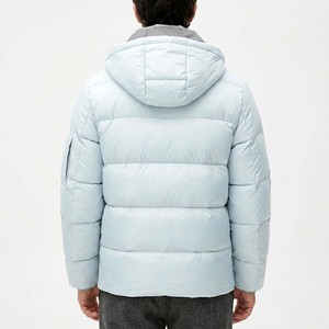 Top Quality Men's <b>Light</b> Blue Hooded Puffer Jacket Regular Fit Polyester Winter Casual Outerwear with Zipper Closure - Product Image 6