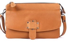 Nuevo Bolso Bandolera de Cuero Genuino con Cierre de Solapa y Detalle de Remaches, Estilo Clásico, Unisex, para Uso Diario, Color Marrón, en Venta - Product Image 3