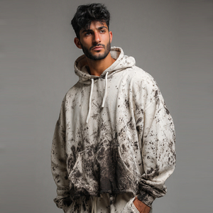 Sudadera con capucha para hombre, de manga larga, corta, lavada, estilo urbano de invierno, con hombros caídos, top corto de moda para hombre - Product Image 2