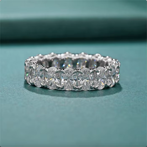 แหวนเงินแท้ 925 ทอง 9K 14K 18K ทรงวงรี แหวนคู่แต่งงาน เพชรแล็บไดมอนด์ แหวนเพชรเพาะเลี้ยง แหวนหมั้น แหวนนิรันดร์ - Product Image 2