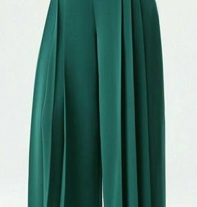 Pantalones Palazzo Elegantes de Mujer, Cintura Media, Plisados, Pierna Ancha, Corte Regular, Transpirables, Poliéster/Algodón, Cintura Elástica, Otoño - Product Image 1