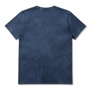 T-shirts en coton tricotés épais pour hommes, style vintage délavé à l'acide, coupe classique, avec logo personnalisé, effet délavé minéral, style streetwear rétro - Product Image 3