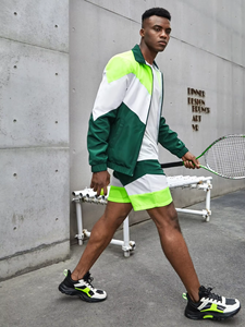 Custom Mens Clothing Short and Jacket Jogger Set Two Piece Zipper Track Suit Polyester <b>Windbreaker</b> Tracksuit Short Set oem - Product Image 2