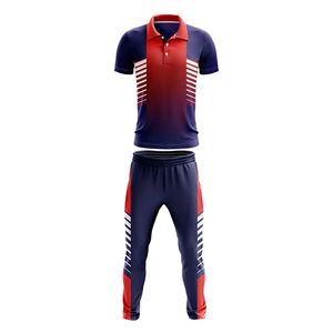 Conjunto de Uniforme de Cricket Sublimado Personalizado Reversible para Hombre, Camisetas con Cuello Camisero y Botones, Pantalones Unisex para Adultos, 100% Poliéster - Product Image 1