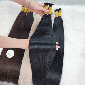 100% Raw Super Double Drawn <b>Silky</b> Straight 24 Inches Human Vietnamese Hair Extensions Bulk #14 Brown Color Customizable Women - Product Image 5
