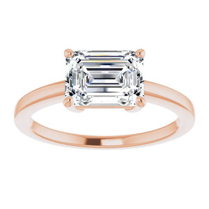 Anillo Solitario de Diamante Cultivado en Laboratorio con Corte Esmeralda Pequeño, Claridad VVS-VS, Certificado por IGI, en Oro, para Aniversario de Bodas, para Mujer - Product Image 1
