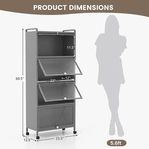 5 Tier <b>Kitchen</b> <b>Storage</b> Baker's Rack with Flip-Up PC Doors - Product Image 6