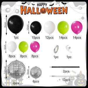 Kit Decorazioni Halloween: Arco di Palloncini 4D a Forma di Ragno Disco, Ghirlanda Metallica Nera, Rosa Caldo e Bianca - Product Image 3