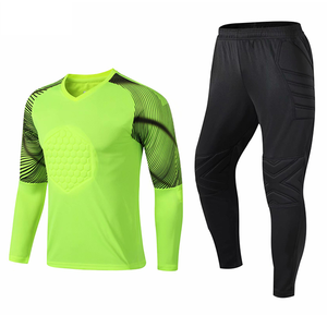 Camiseta de Portero de Fútbol Unisex de Manga Larga, Cuello en V, Estampado Geométrico por Transferencia de Calor, Poliéster que Absorbe la Humedad, Corte Regular para Adultos - Product Image 1