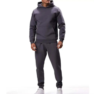 Ensemble de survêtement à capuche pour homme, couleur unie, manches longues, décontracté, respirant, léger, 220g polyester, coupe classique, pour l'automne - Product Image 1