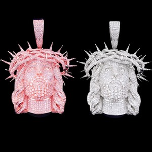 Colgante con Rostro de Cristo y Corona de Espinas, Moissanita, Plata 925, Amuleto Religioso Unisex - Product Image 3