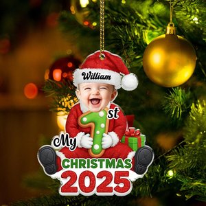 My <b>First</b> Christmas Personalized <b>Baby</b> Ornament Custom Wooden <b>Baby</b> <b>First</b> Christmas Keepsake Newborn Name Holiday Ornament - Product Image 3