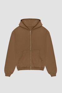 Sudadera con Capucha y Cierre para Hombre, Color Verde Oliva, Corte Regular, Color Sólido, Estilo Casual para Otoño, 100% Algodón, Diseño con Bolsillos - Product Image 4