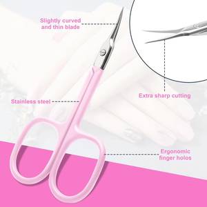 Morje Surgical <b>Pink</b> Stainless Steel Straight Blade Cuticle Scissors Sharp Tip Beauty <b>Tool</b> for Manicure Adults Simple Style Nail - Product Image 2