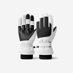 Guantes de esquí con dedos completos, color negro, gris, cuero PU, aislamiento térmico, cierre de gancho y bucle, unisex, para invierno y exteriores - Product Image 6