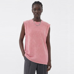 Camisetas sin mangas deportivas para mujer, cuello lavado, ajuste holgado, transpirables, para gimnasio, 100% poliéster, secado rápido, ecológicas, para correr - Product Image 1
