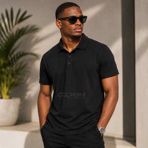 Camiseta Polo Negra Lisa Personalizada para Hombre, 100% Algodón, Manga Corta, Polo de Golf, Uniforme Casual de Negocios Premium, OEM, ODM, Venta al Por Mayor - Product Image 4