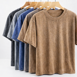 Camisetas de 380 g/m² con lavado ácido para mujer, transpirables, personalizadas OEM, informales, oversize, vintage, para niñas, al por mayor - Product Image 1