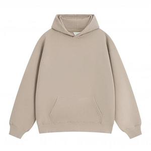 Men's 100% Cotton Hoodies Custom Logo Printing Drop Shoulder Flock Sweatshirt Winter Heavy <b>Weight</b> Thick <b>Blank</b> Hoodie - Product Image 3
