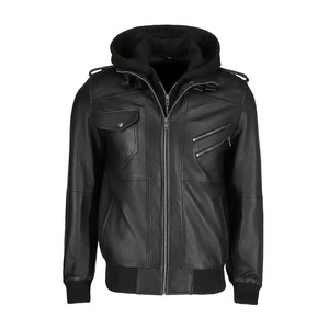 Veste moto en cuir véritable pour homme, marron foncé, fermeture éclair, col rabattable, coupe-vent, automne-hiver - Product Image 5