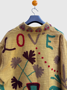 Veste en lin brodée à la main avec des motifs floraux, manches longues, col rabattu, taille plus, style Prairie Chic, vêtements de printemps pour femmes - Product Image 4