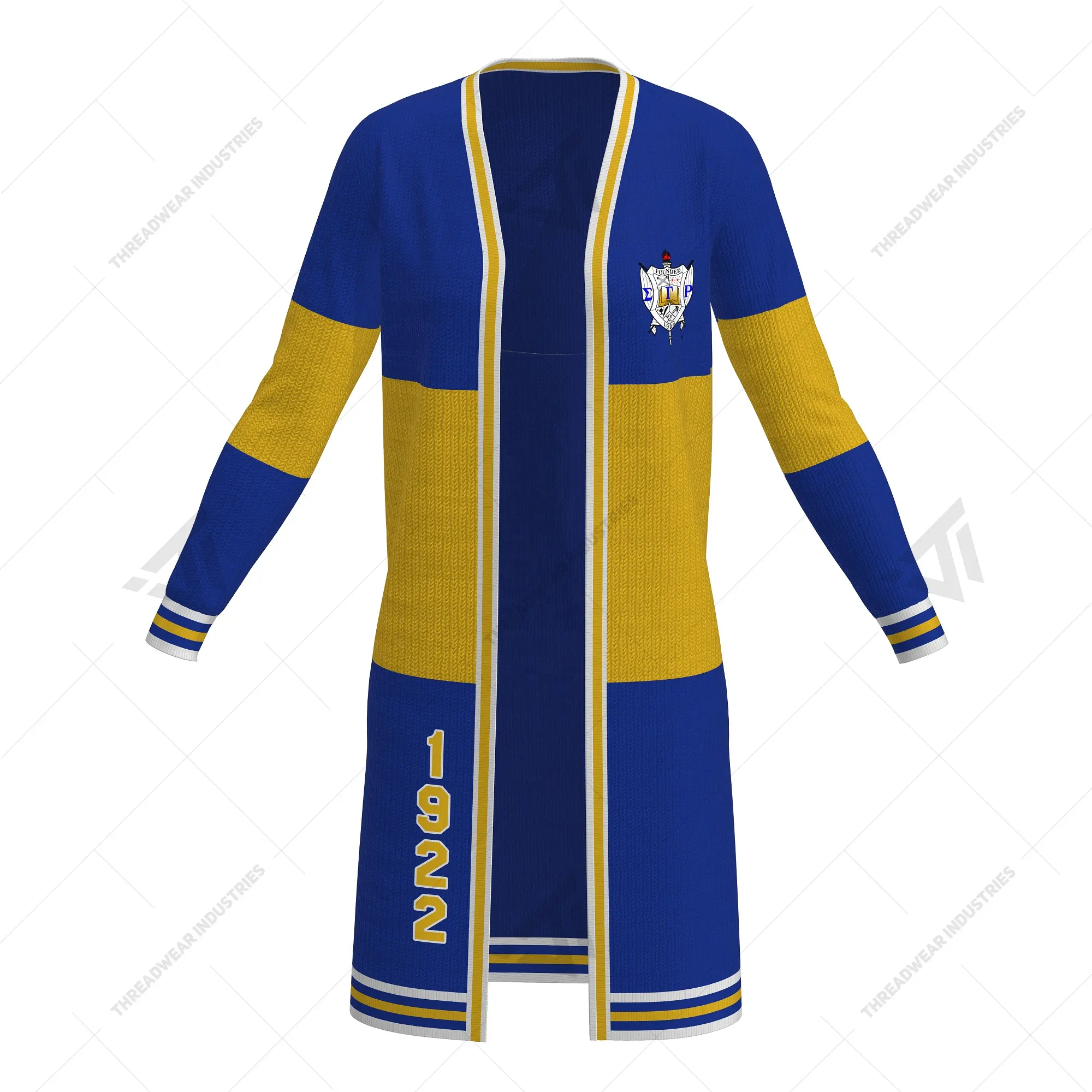 Custom Wholesale Sigma Gamma Rho Sorority Embroidered College Long Color Block Cardigan Sweater