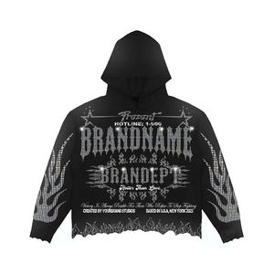 Ensemble de survêtement délavé pour homme, sweat à capuche épais et pantalon de jogging brodé, style streetwear vintage, mode décontractée, deux pièces - Product Image 2