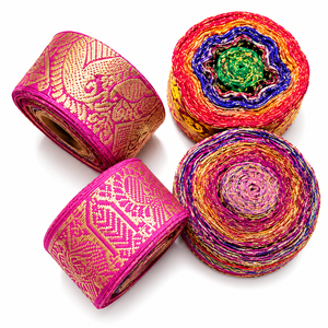 Premium Sari Silk Brocade Ribbon Rolls with rich woven designs ideal for garment decoration crafts and gifting - Product Image 1