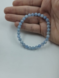 Natural Aquamarine Smooth Round <b>Beads</b> <b>Bracelet</b> | High Quality Light Blue Gemstone Stretch <b>Bracelet</b> Wholesale - Product Image 3