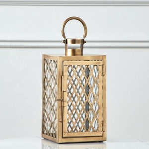 Wholesale Classic <b>Gold</b> Metal Candle Holder <b>Lanterns</b> for Christmas Home Tabletop and Floor Decorations Handmade Durable - Product Image 2