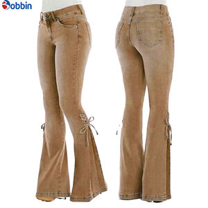 Jean évasé confortable pour femme, coupe skinny, taille haute, extensible, style bootcut, en denim, pour femme - Product Image 1