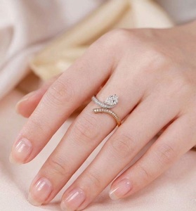 10K/14K Solid Gold Two Tone Bypass Engagement Wedding Ring Pear Lab Grown Diamond Milgrain Pave Band Anniversary <b>Gift</b> for Her - Product Image 5