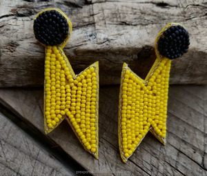 Pendientes Colgantes con Cuentas de Rayo, Hechos a Mano, Bordado de Cuentas Amarillas y Negras, Joyería de Moda, Pieza Destacada, Personalizado, Unisex, Clásico - Product Image 5