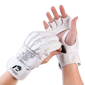 Gants de boxe MMA professionnels de haute qualité en cuir, design ouvert révélant les doigts et les métacarpes, ajustables pour la fermeture - Product Image 1