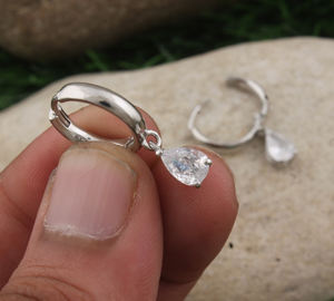 Pendientes de Plata de Ley 925 de Lujo con Forma de Estrella, Gema de Circonita Cúbica con Corte de Pera, Sello S925, Joyería Fina Celestial para Mujer, Boda - Product Image 1