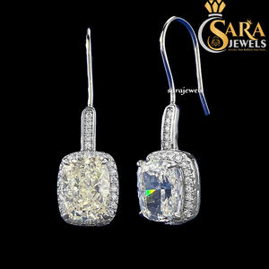 High Demand <b>Cushion</b> Cut Moissanite Drop Earrings 925 Silver Rhodium Plated Classic Women's Wedding Jewelry From India - Product Image 2