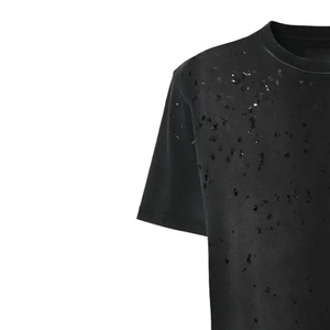 T-shirts déchirés pour hommes, nouveau style, confortables, 100% coton, couleur unie, manches courtes, meilleur design pour la vente en ligne - Product Image 4