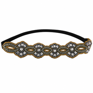 Handmade Embroidered Necklace with Antique Gold Beads and Crystal Accents, Black Adjustable Cord, Elegant Statement Jewelry - Product Image 4