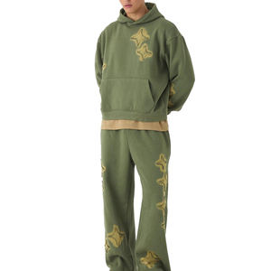 WARPRO INDUSTRY Chándal con Capucha Verde para Hombre, Manga Larga, Corte Regular, 100% Algodón, 2 en 1, Forro Polar, Cierre de Cremallera, Ropa Casual de Otoño - Product Image 1