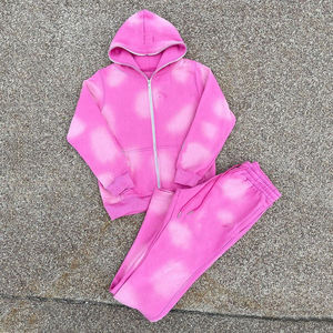 2026 En gros Joggers zippés en polaire polyester de haute qualité, délavés à l'acide, à épaules tombantes, épais, personnalisés, pour adultes, hiver, décontractés - Product Image 2