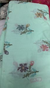 Tissu brodé en coton et lin à motifs floraux africains - Matière en dentelle de style Ankara ethnique de qualité supérieure pour robe traditionnelle pour femmes, Kurti, etc. - Product Image 6