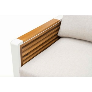 Contemporary Outdoor <b>Garden</b> <b>Set</b> 4-<b>Piece</b> Teak Wood and Aluminum Sofa with Cushions for Patio Use - Product Image 2