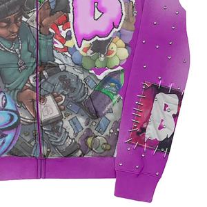 2026 surdimensionné strass sweat à capuche fabricant coton épais écran Dtg impression graphique Zip polaire Boxy sweat à capuche court - Product Image 5