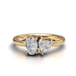 IGI Certified Lab Grown Diamond Toi Et Moi <b>Ring</b> 18K Yellow / White & Rose Gold Oval & Heart Shape Engagement <b>Ring</b> for Women - Product Image 1
