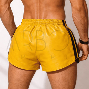 Shorts en cuir véritable jaune de qualité supérieure, élégants, personnalisables avec votre propre logo, nouvelle collection, par un fournisseur de confiance. - Product Image 5