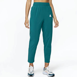 Women's Light Green Knitted Straight <b>Ankle</b>-Length Pants With Drawstring Waist And Logo On Right Leg Casual Spring Wear - Product Image 2