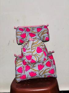 Handmade Quilted Cotton Cosmetic Pouch Floral Printed <b>Makeup</b> Bag Travel Toiletry Organizer Zipper <b>Storage</b> Pouch - Product Image 4