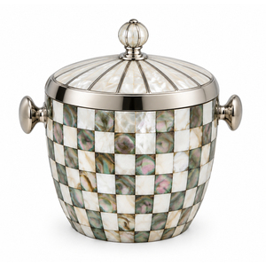 Seau à glace de luxe en nacre avec intérieur métallique et poignées en laiton – Rafraîchisseur élégant pour champagne et vin, idéal pour hôtels et bars à domicile - Product Image 4